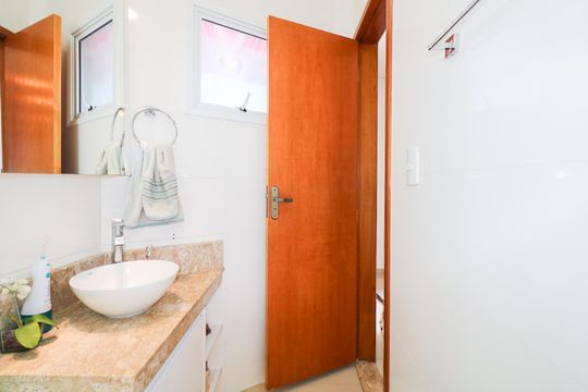 Banheiro da Suíte de apartamento à venda com 3 quartos, 130m² em Santa Maria, Santo André