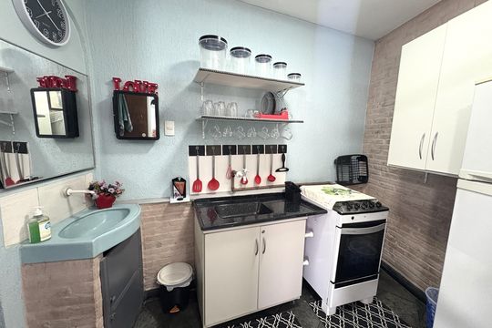 Cozinha de kitnet/studio para alugar com 1 quarto, 35m² em Jardim Tarumã, Jundiaí