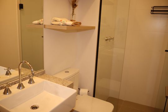 Banheiro Social de kitnet/studio para alugar com 1 quarto, 25m² em Consolação, São Paulo