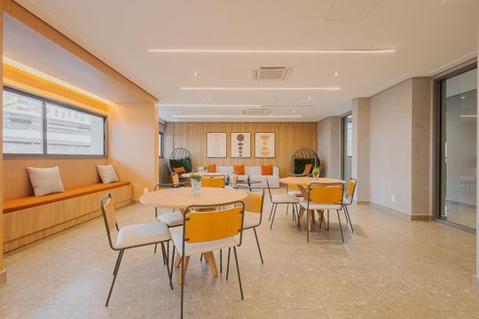 Área comum de kitnet/studio para alugar com 1 quarto, 24m² em Pinheiros, São Paulo