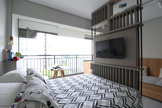 Sala/Quarto de kitnet/studio à venda com 1 quarto, 34m² em Indianópolis, São Paulo