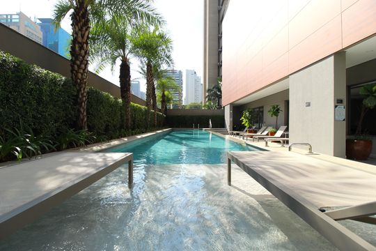 Área Comum - Piscina de kitnet/studio à venda com 1 quarto, 34m² em Indianópolis, São Paulo
