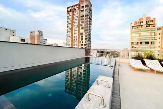 Área comum - Piscina de apartamento para alugar com 1 quarto, 21m² em Indianópolis, São Paulo