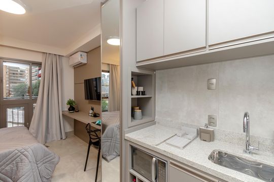 Cozinha de kitnet/studio à venda com 1 quarto, 25m² em Brooklin Paulista, São Paulo