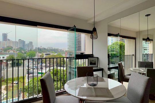 Varanda do Studio de kitnet/studio para alugar com 1 quarto, 27m² em Sumaré, São Paulo