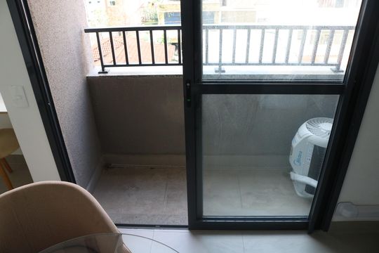 Varanda da Sala de apartamento para alugar com 1 quarto, 27m² em Barra Funda, São Paulo