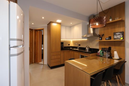 Cozinha de apartamento à venda com 2 quartos, 45m² em Vila Scarpelli, Santo André