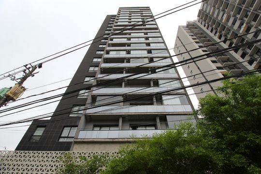 Fachada do Prédio de kitnet/studio para alugar com 1 quarto, 30m² em Vila Olímpia, São Paulo