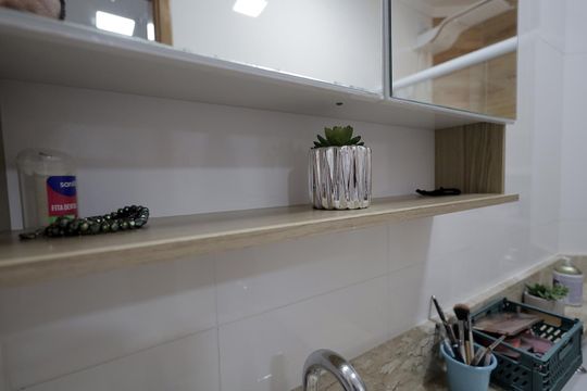 Banheiro da Suíte de apartamento à venda com 3 quartos, 85m² em Pinheirinho, Santo André