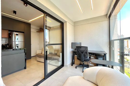 Varanda da Sala de apartamento à venda com 1 quarto, 37m² em Chácara Inglesa, São Paulo