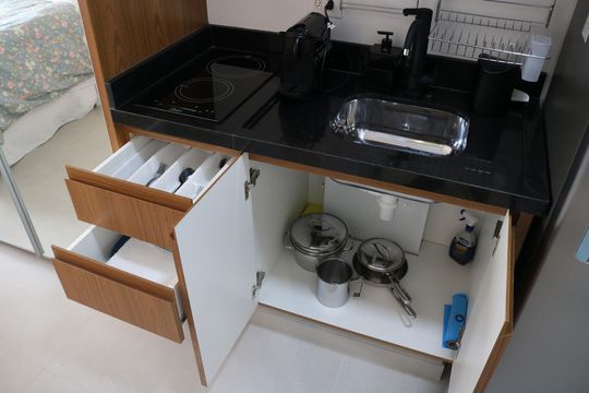 Cozinha de kitnet/studio à venda com 1 quarto, 24m² em Perdizes, São Paulo