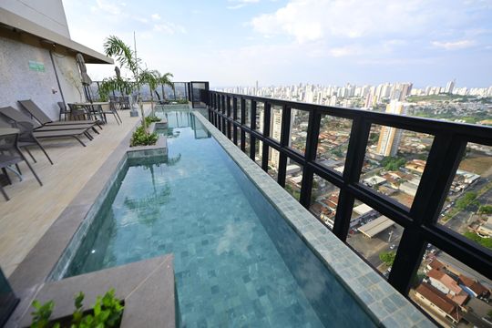Varanda da Área comum de apartamento à venda com 1 quarto, 48m² em Parque Amazônia, Goiânia