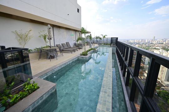 Varanda da Área comum de apartamento à venda com 1 quarto, 48m² em Parque Amazônia, Goiânia