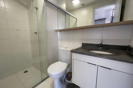 Banheiro Social de kitnet/studio para alugar com 1 quarto, 24m² em Butantã, São Paulo