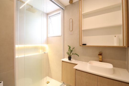 Banheiro da Suíte de apartamento à venda com 2 quartos, 53m² em Barra Funda, São Paulo