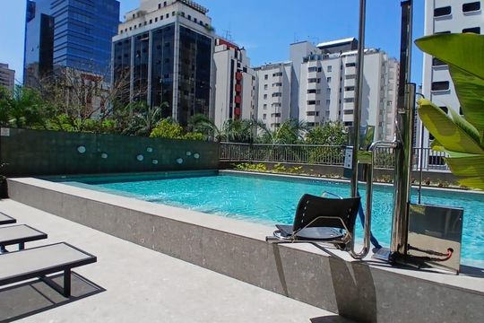 Área comum de kitnet/studio à venda com 1 quarto, 26m² em Moema, São Paulo