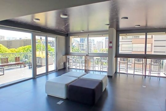 Área comum de kitnet/studio à venda com 1 quarto, 27m² em Indianópolis, São Paulo