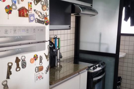 Cozinha de apartamento à venda com 2 quartos, 59m² em Indianópolis, São Paulo