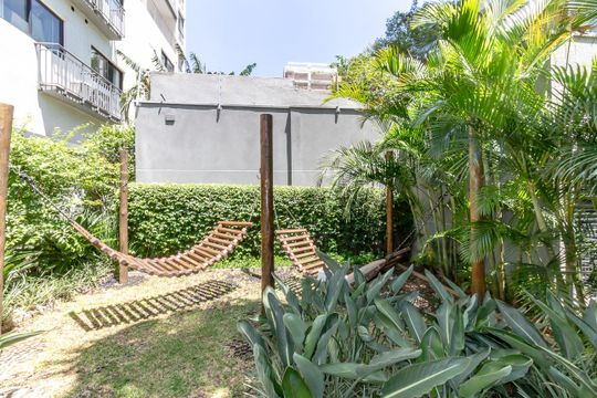 Área comum - Jardim de kitnet/studio à venda com 1 quarto, 25m² em Indianópolis, São Paulo