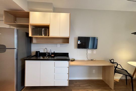 Cozinha de kitnet/studio para alugar com 1 quarto, 26m² em Vila Olímpia, São Paulo