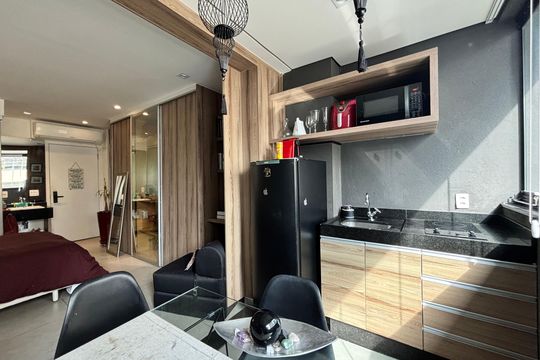 Cozinha de kitnet/studio para alugar com 1 quarto, 28m² em Vila Olímpia, São Paulo