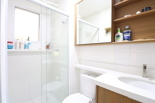 Banheiro de apartamento para alugar com 1 quarto, 33m² em Parque Industrial Tomas Edson, São Paulo