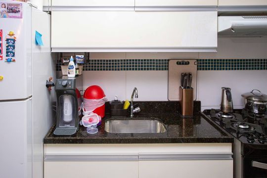 Cozinha de apartamento à venda com 2 quartos, 52m² em Jardim Recanto, Diadema