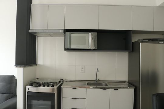 Cozinha de apartamento à venda com 1 quarto, 26m² em Barra Funda, São Paulo