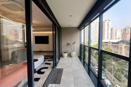 Área comum de kitnet/studio para alugar com 1 quarto, 22m² em Jardim Paulista, São Paulo