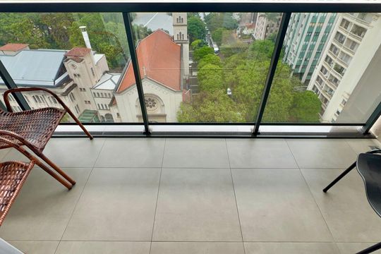 Varanda de kitnet/studio para alugar com 1 quarto, 22m² em Jardim Paulista, São Paulo