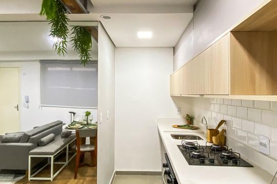 Cozinha/área de serviço  de apartamento à venda com 2 quartos, 51m² em Vila Ré, São Paulo