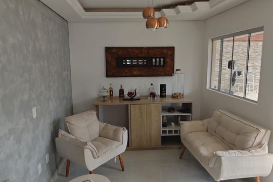 Sala de casa de condomínio para alugar com 3 quartos, 210m² em Condomínio Village do Gramado, Lagoa Santa