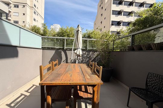 Varanda do studio de kitnet/studio para alugar com 1 quarto, 44m² em Vila Cordeiro, São Paulo