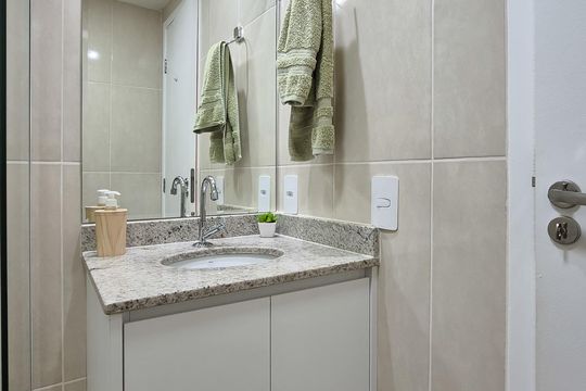 Banheiro Social de apartamento à venda com 2 quartos, 44m² em Bairro dos Casa, São Bernardo do Campo