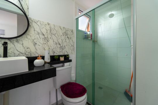 Banheiro da Suíte de apartamento à venda com 3 quartos, 83m² em Medeiros, Jundiaí
