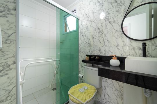 Banheiro Social de apartamento à venda com 3 quartos, 83m² em Medeiros, Jundiaí