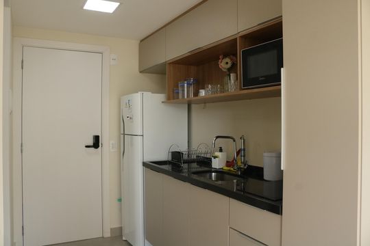 Cozinha de kitnet/studio à venda com 1 quarto, 26m² em Perdizes, São Paulo