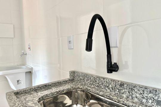 Cozinha de apartamento à venda com 2 quartos, 35m² em Vila Guarani (zona Sul), São Paulo