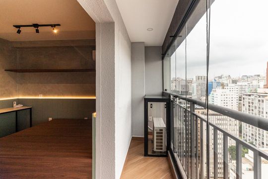 Varanda do Studio de kitnet/studio para alugar com 1 quarto, 27m² em Vila Buarque, São Paulo