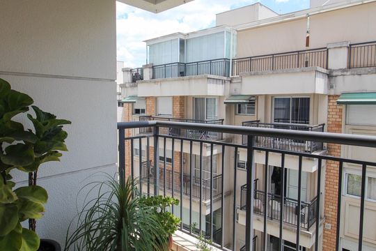 Varanda da Sala de apartamento à venda com 2 quartos, 83m² em Jardim Leonor, São Paulo
