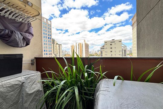 Varanda da Sala de apartamento à venda com 1 quarto, 45m² em Vila Olímpia, São Paulo