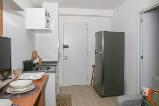 Cozinha de apartamento à venda com 1 quarto, 25m² em Pinheiros, São Paulo
