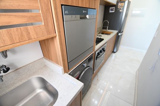 Cozinha de apartamento à venda com 2 quartos, 56m² em Bonfim, Campinas