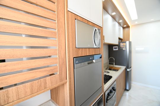 Cozinha de apartamento à venda com 2 quartos, 56m² em Bonfim, Campinas