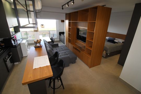 Sala de apartamento para alugar com 1 quarto, 52m² em Parque Residencial Aquarius, São José dos Campos