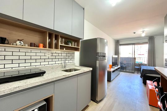 Cozinha de kitnet/studio à venda com 1 quarto, 29m² em Vila Clementino, São Paulo