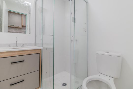 Banheiro Social de kitnet/studio para alugar com 1 quarto, 25m² em Perdizes, São Paulo