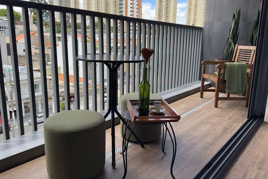 Varanda  de kitnet/studio à venda com 1 quarto, 31m² em Vila Gomes Cardim, São Paulo
