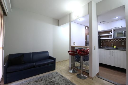 Sala/Cozinha de apartamento para alugar com 1 quarto, 37m² em Indianópolis, São Paulo