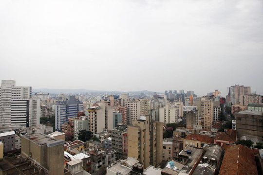 Área Comum - Terraço Vista de kitnet/studio à venda com 1 quarto, 32m² em Centro Histórico, Porto Alegre